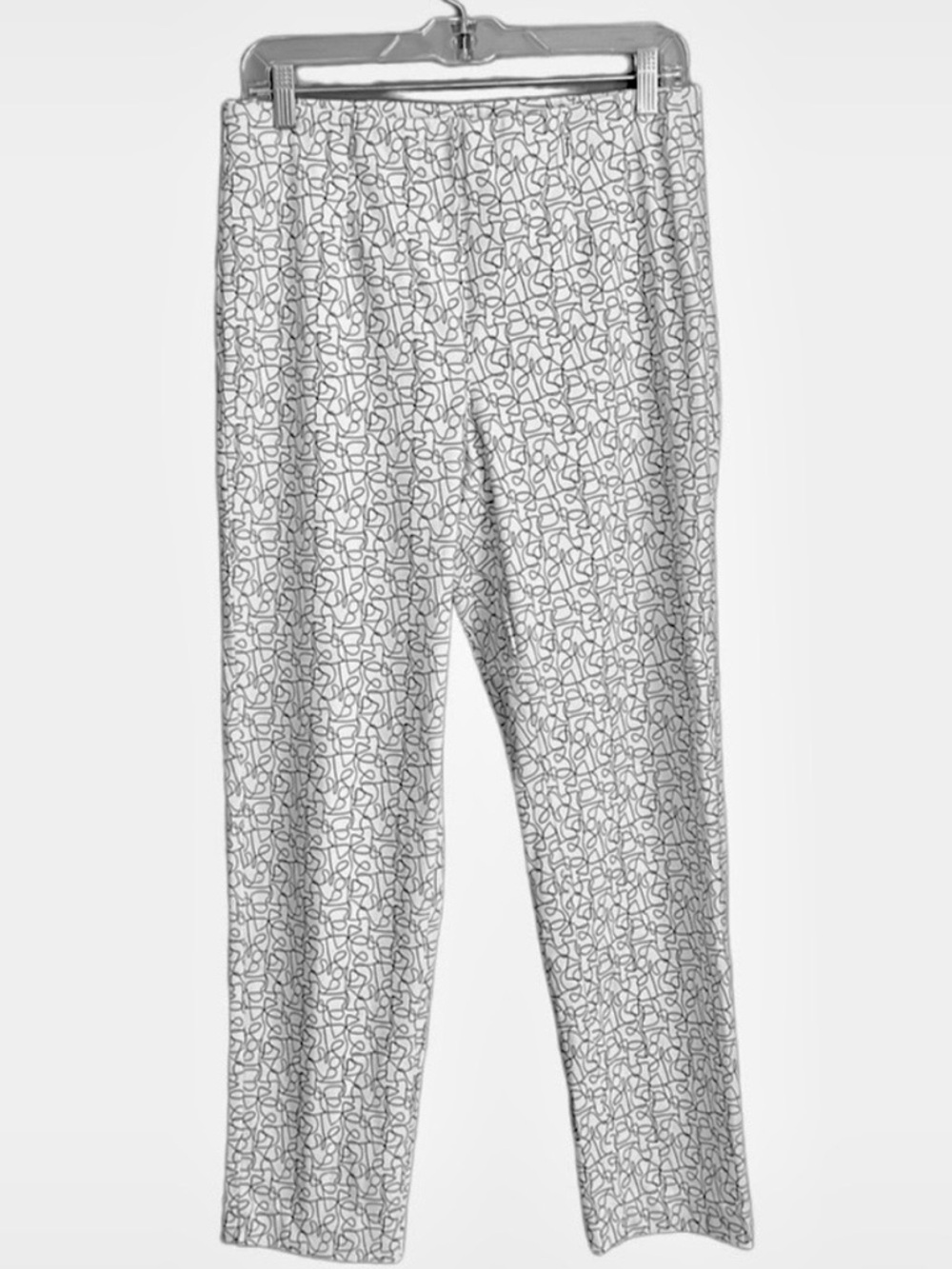 Holland Ave Sammy Denim Pant Pull On White w/ Black Design Woman’s Size 10